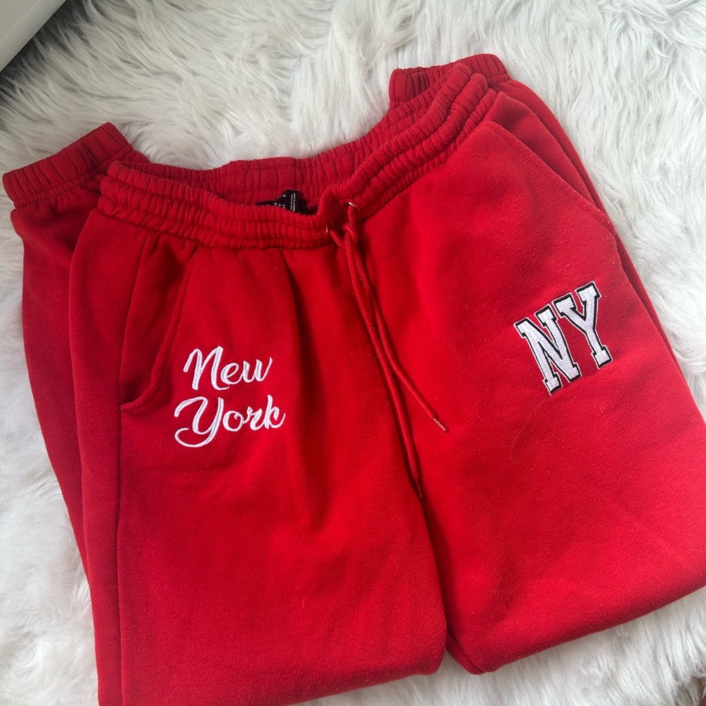Charlotte Russe Red Drawstring Waist Sweatpants